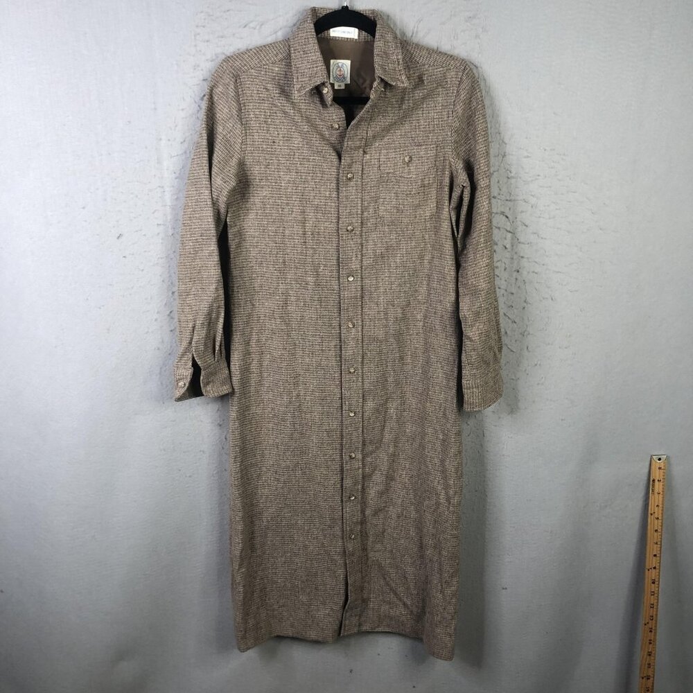 JG Hook Dress Womens 10 Tweed Long Button Front Shirt Midi Collared Chore Modest